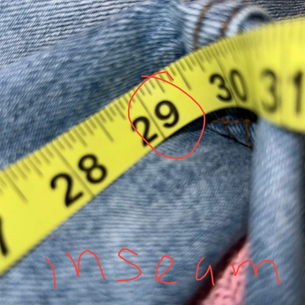 Edikted Blue Asymmetric Crossover Waist Straight Leg Jeans Light‎ Wash Size S